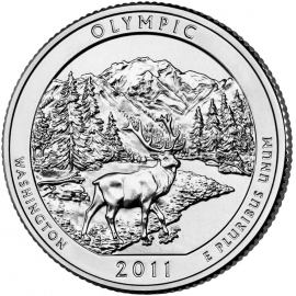 США 2011 г. 25 центов(квотер). № 08. Вашингтон. Национальный парк Олимпик(P)